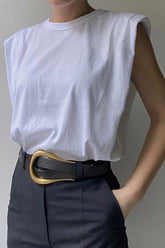 Shoulder Pad Solid Color Tank Tops